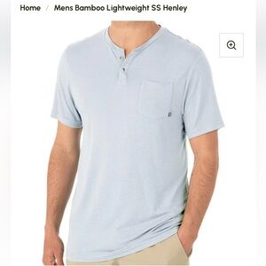 Free Fly Apparel Men's Light Blue Short Sleeve Henley